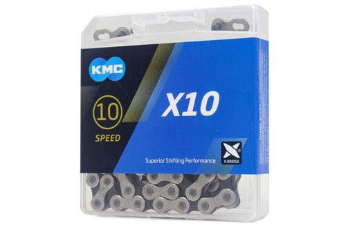 Ланцюг 10-шв KMC X10 із замком 114 ланок срібна/чорна